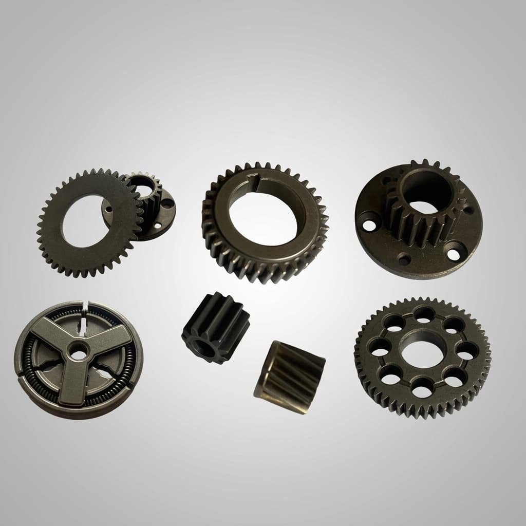 Powder metallurgy gear reference visual for robotics route-transition screening
